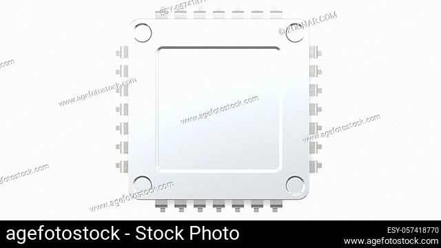 Computer chip isolated on white background, 3D rendering