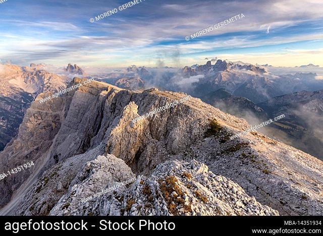 Europe, Italy, Alto Adige - Südtirol, view of the Sexten Dolomites from the summit of the Picco di Vallandro / Dürrenstein