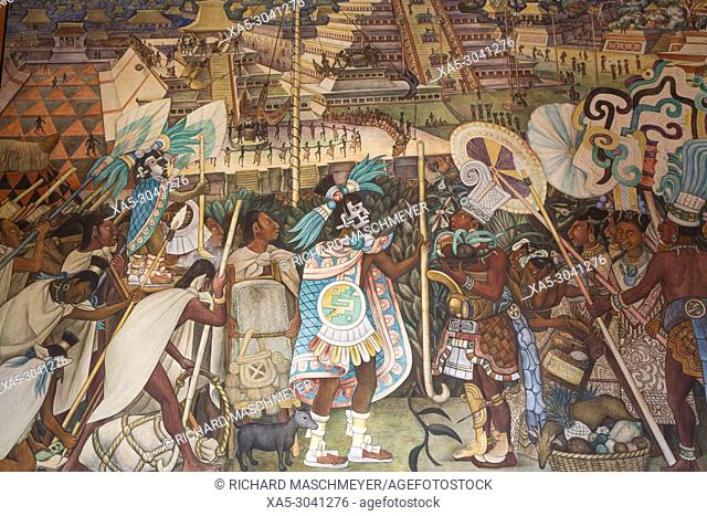 Corridor Mural, ""Festivals and Ceremonies"", Painted by Diego Rivera, 1950, Palacio Nacional de Mexico, Mexico City, Mexico
