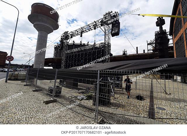 A Dolni Vitkovice area, that used to belong to metallurgical work, is prepares for the 16th international music festival Colours of Ostrava, in Ostrava