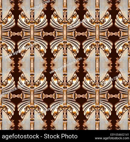 Digital art technique vintage ornate seamless pattern design in brown colors