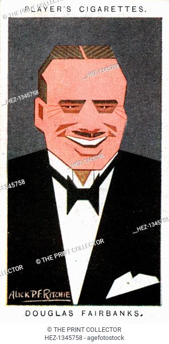 Douglas Fairbanks, American film actor, 1926. Portrait of Fairbanks (1883-1939), actor, screenwriter, director, and producer