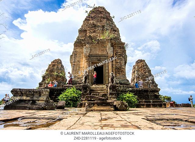 The East Mebon is a 10th Century temple, built during the reign of King Rajendravarman. It was dedicated to the Hindu god Shiva