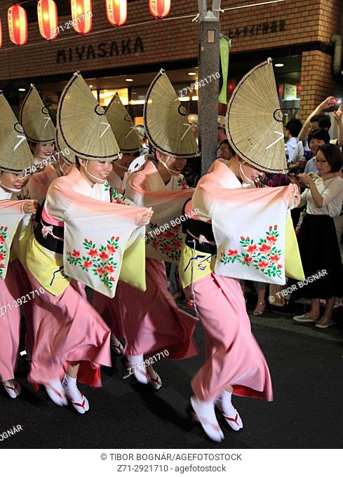 Japan, Tokyo, Kagurazaka Matsuri, festival, Awa Odori, dancers, people,