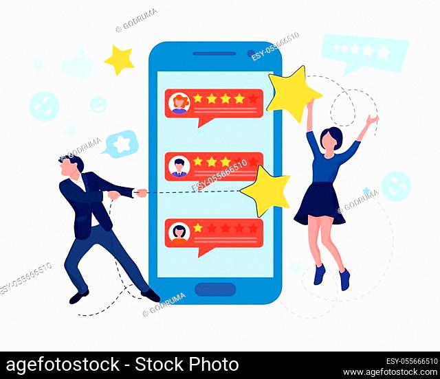 Customer review and satisfaction feedback concept. Vector illustration