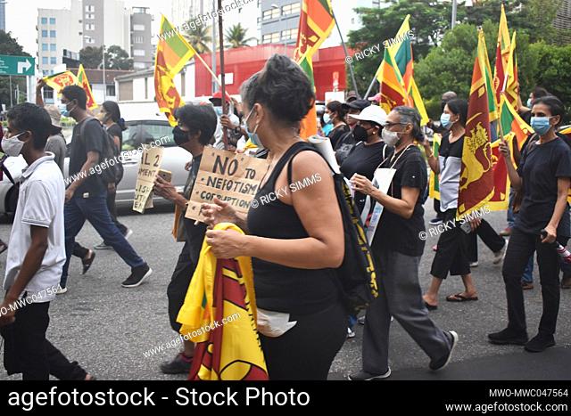 Colombo, Sri Lanka. 1st May 2022. At a May Day protest Rally past students of leading Colombo Schools demanded the immediate resignation of the President