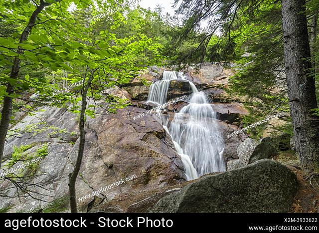 Upper Georgiana Falls in Lincoln, New Hampshire during the spring months. These falls are also referred to as just Georgiana Falls