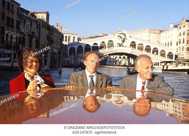 Italian pianist Maurizio Pollini with his wife and Bruno Tosi