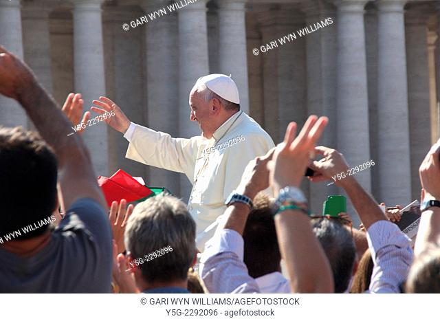 Rome, Italy 19th October 2014 - People at the beatification ceremony of Pope Paul VI at Saint Peter's Square in the Vatican, Rome, Italy