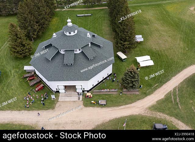 Gagetown, Michigan - The Thumb Octagon Barn in Michigan's Thumb region. The rare eight-sided barn was built in 1923. It is now an agricultural museum