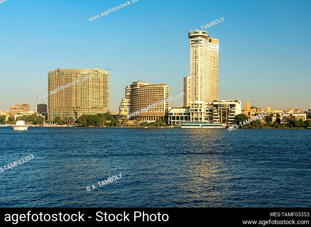 Egypt, Cairo, ¶ÿRiver Nile with skyline of Garden City district in background