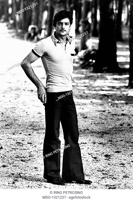 Portrait of Giancarlo Giannini. Portrait of the Italian actor and voice actor Giancarlo Giannini. Marostica, 1970s
