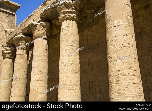 Columns in the Hypostyle Hall, Temple of Horus, Edfu, Egypt