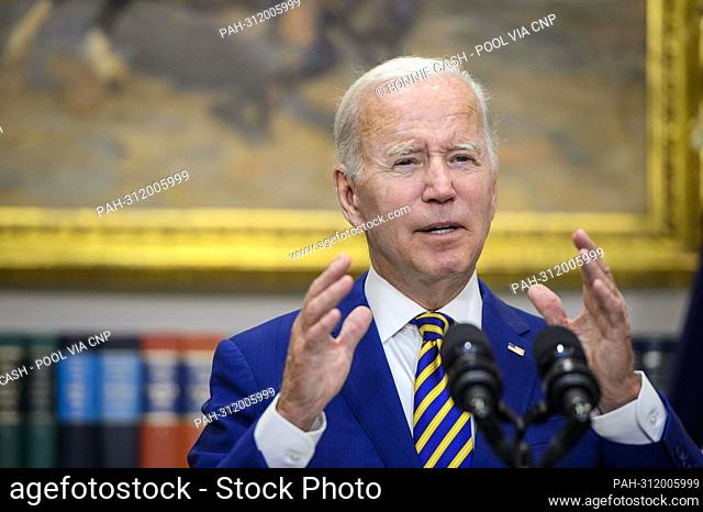 United States President Joe Biden gives remarks after announcing a federal student loan relief plan that includes forgiving up to $20