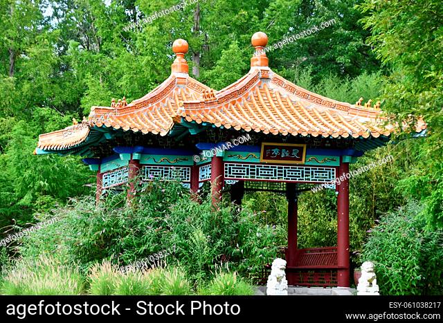 Chinese Friendship Pavilion and Culture Garden at Lasdon Park and Arboretum in Katonah, New York USA