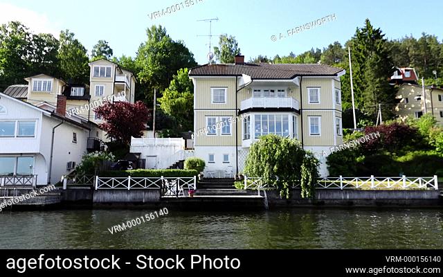 Stockholm, Sweden Houses on the shore of Lake Malaren in the district of Malarhojden