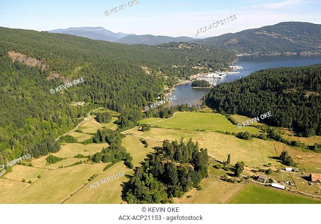 Aerial view of Maple Bay and Maple Bay Marina, Vancouver Island, British Columbia, Canada