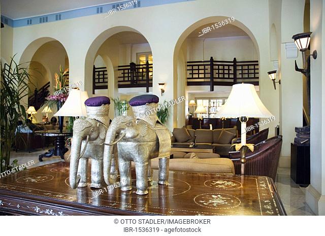 Lobby, Raffles Hotel Le Royal, colonial hotel, Phnom Penh, Cambodia, Indochina, Southeast Asia