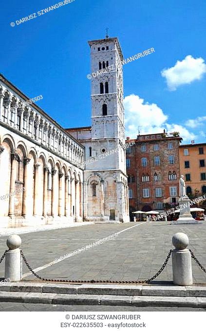 Majestic church of San Michele in Foro in town Lucca in Tuscany, Italy
