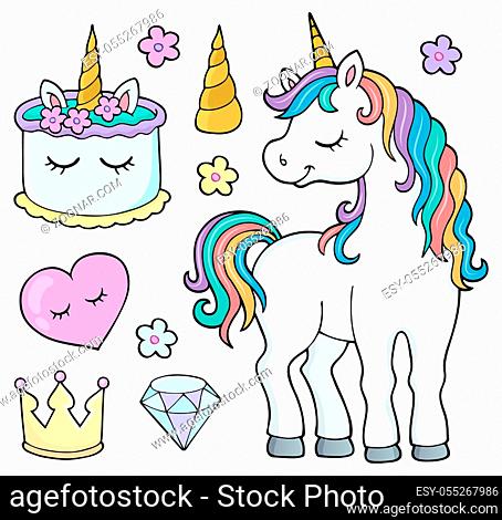 Unicorn and objects theme image 4 - picture illustration