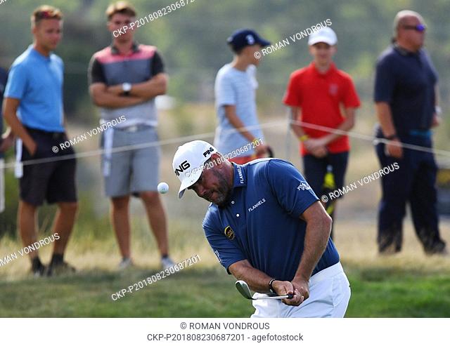 Golfer Lee Westwood in action during the Czech Masters golf tournament within the European Tour, in Vysoky Ujezd, Czech Republic, on August 23, 2018