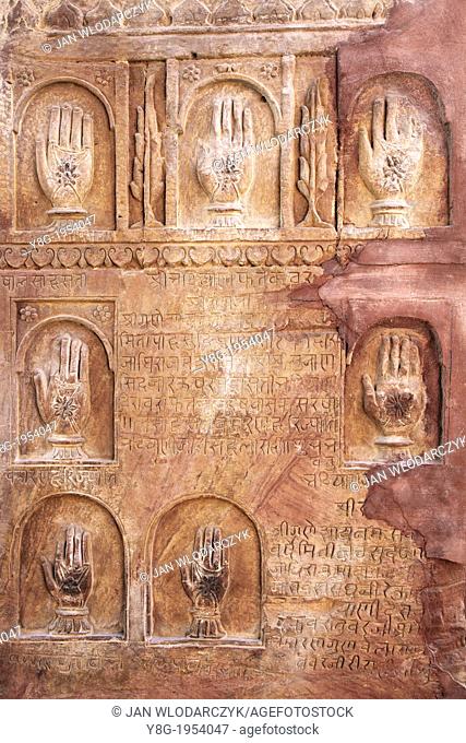 Sati handprints Junagarh Fort, Bikaner, Rajasthan, India