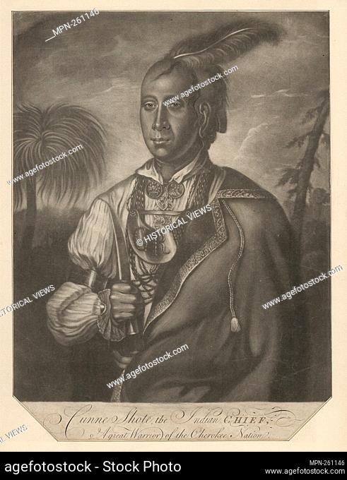 Cunne Shote, the Indian chief, a great warrior of the Cherokee Nation. McArdell, James (ca. 1729-1765) (Engraver). Emmet Collection of Manuscripts Etc