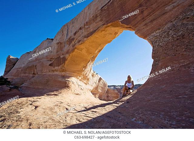Views of Wilson arch in southeastern Utah, just 25 miles from the town of Moab Utah on state highway 191, USA