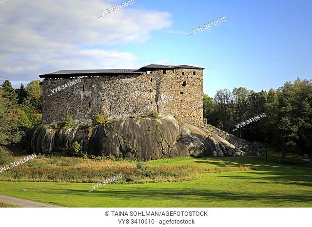 Medieval Raseborg Castle Ruins in autumn. Raseborg Castle was built in 1370s on a rock that was surrounded by water at the time. Snappertuna, Finland