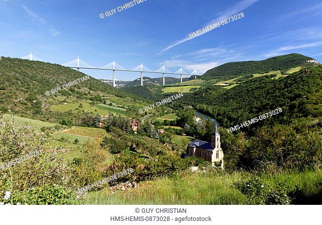 France, Aveyron, Parc Naturel Regional des Grands Causses (Natural regional park of Grands Causses), the Millau Viaduct (A75)