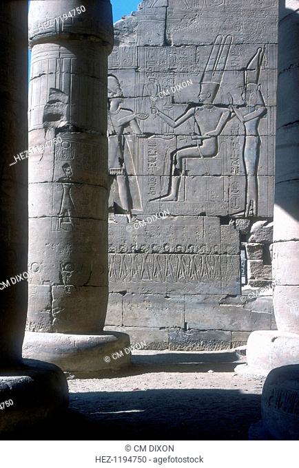 Relief of Rameses II before Amun and Mut, The Ramesseum, Temple of Rameses II, West Bank, Luxor, Egypt