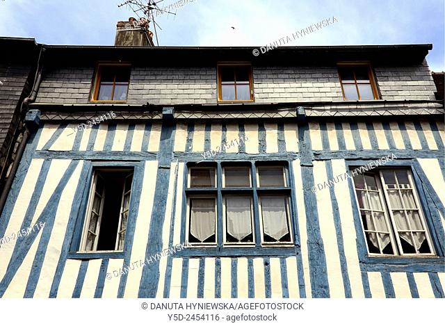 Traditional House in Old Town of Honfleur, Calvados, Normandy, France