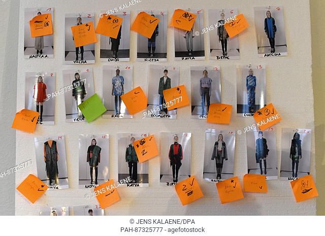 The sequence plan for the appearance of the models seen backstage ahead of the fashion show for the label 'Julia Seemann' in Berlin,  Germany, 19 January 2017