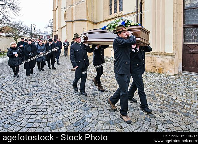 Funeral of Hugo Mensdorff-Pouilly, from Moravian noble family of Lorraine origin who died at 94 years, in St James Church, Boskovice, Czech Republic