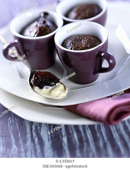 Dark chocolate mousse with white chocolate center