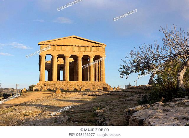Greek ruins of Temple in the Valley of Temples near Agrigento, Sicily