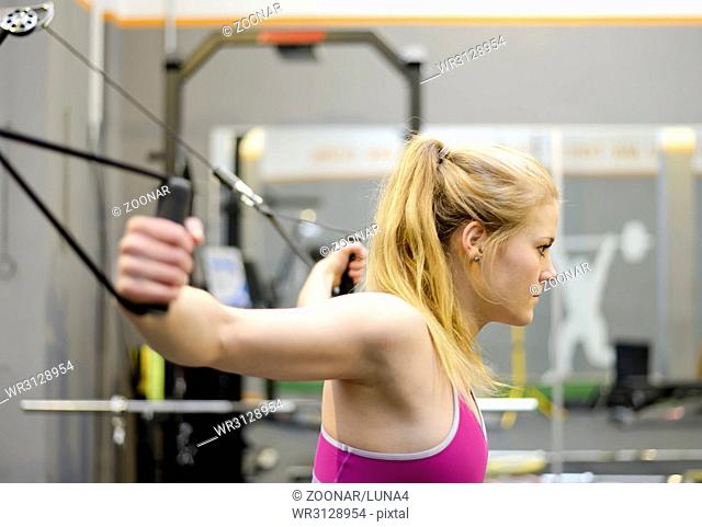 blond woman in gym