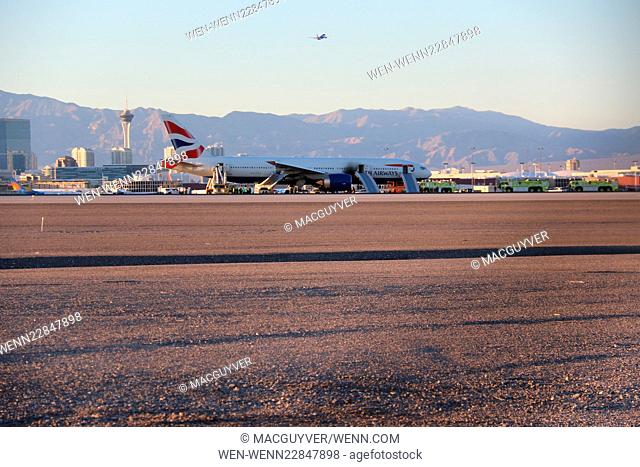 British Airways flight #2276 sits on runway of Las Vegas McCarran International Airport after catching fire. Luckily nobody was hurt