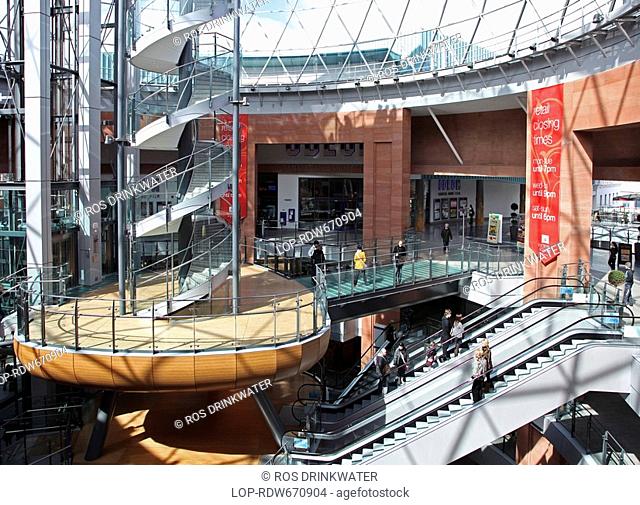 Northern Ireland, County Antrim, Belfast, The interior of Victoria Square Shopping Centre in Belfast