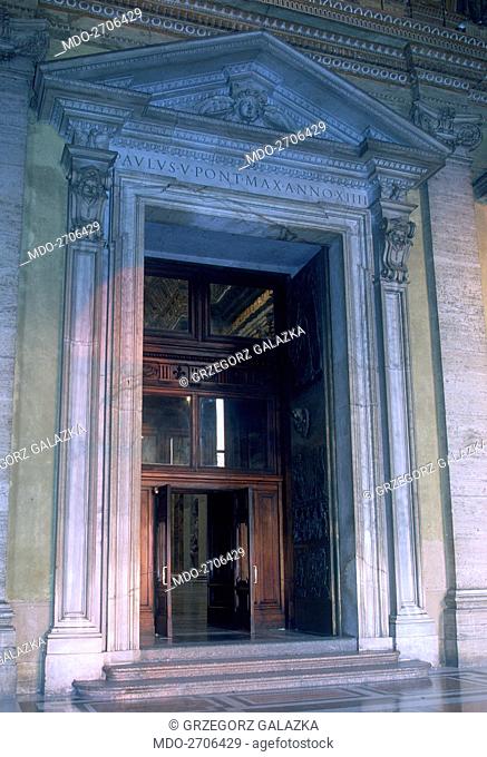 One of the five doors of Saint Peter's Basilica: the Door of Good and Evil made by Luciano Minguzzi. It was offered by the sculptor to the Pope Paul VI for his...