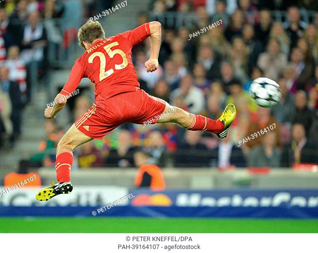 Munich's Thomas Mueller in action during the UEFA Champions League semi final second leg soccer match between FC Barcelona and FC Bayern Munich at Camp Nou...