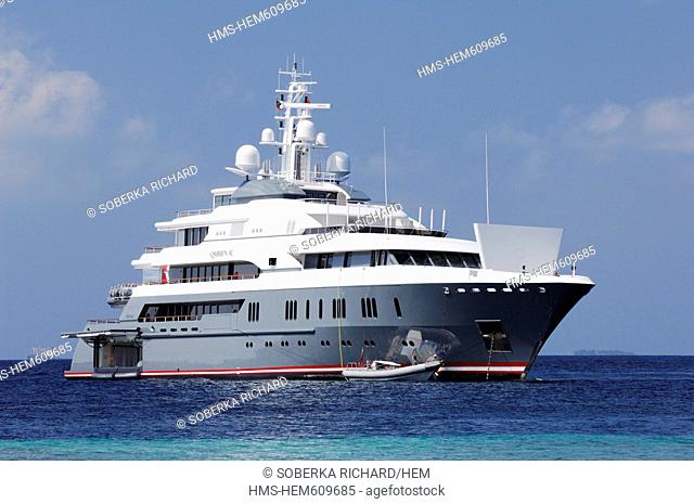 Maldives, North Male Atoll, Bandos Island, luxury boat, here the 72 meters yacht Queen K