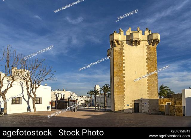 Historic Torre de Guzman tower, Conil de la Frontera, Costa de la Luz, Andalusia, Spain