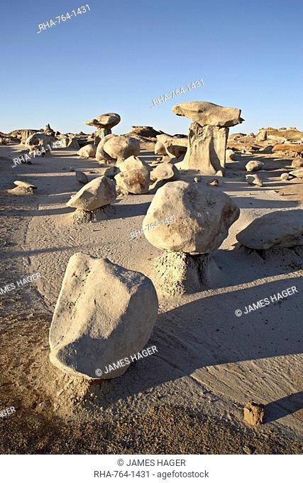 Boulders and hoodoos at first light, Bisti Wilderness, New Mexico, United States of America, North America