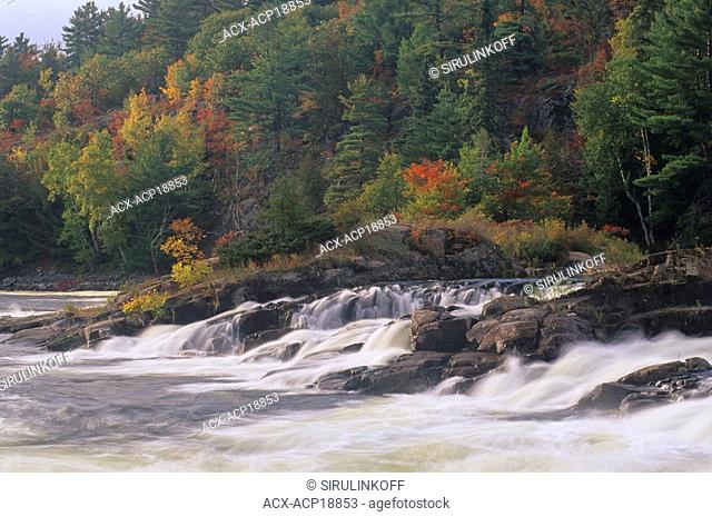 Autumn scenic, Recollect Falls, French River, south of Sudbury, Ontario, Canada