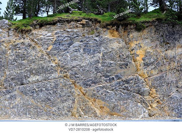 Normal faults in limestone. Larra-Belagua, Navarra, Spain
