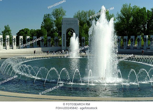 Washington DC, D.C District of Columbia, World War II Memorial, Fountain, National Mall, Memorial Parks, Nation's Capital