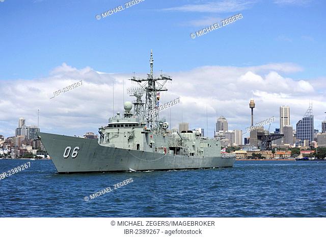 Warship of the Australian Navy in Sydney Harbour, Sydney, New South Wales, NSW, Australia
