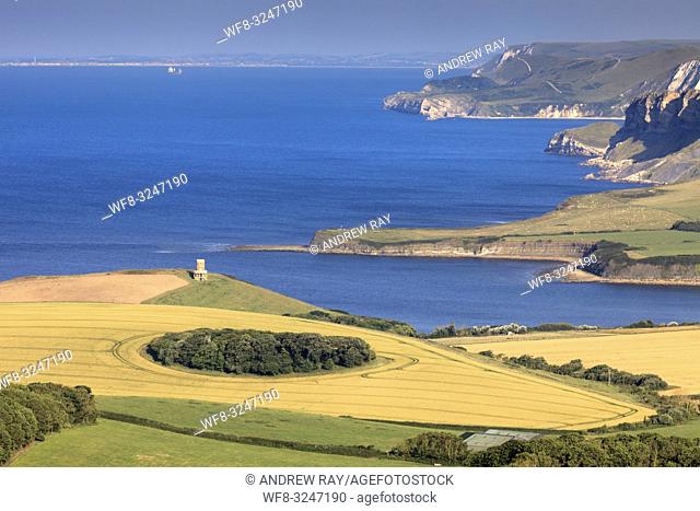 Dorset's Jurassic Coast captured from Swyre Head, the highest point in the Purbeck Hill's. The image was carefully composed with the Clavell Tower in the lower...