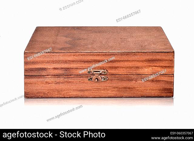 Wooden box isolated against white background treasure chest